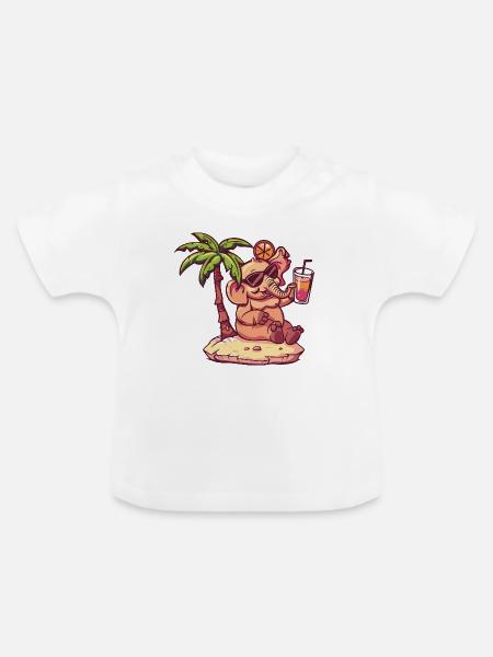 Elefant Sommer Palme - Baby Bio-T-Shirt mit Rundhals - Weiß