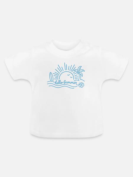 Hallo Sommer - Baby Bio-T-Shirt mit Rundhals - Weiß