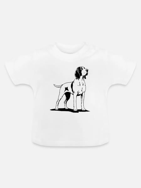 Bracco Italiano stehend schwarz - Baby Bio-T-Shirt mit Rundhals - Weiß