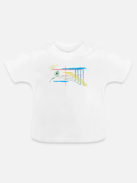 Bunte Linienlandschaft - Baby Bio-T-Shirt mit Rundhals - Weiß