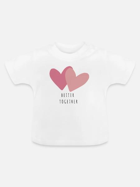 Doppelherzen Pastell Better together freundschaft - Baby Bio-T-Shirt mit Rundhals - Weiß
