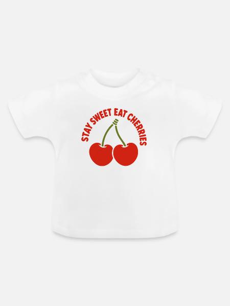 Cherry Duo Kreistypografie - Baby Bio-T-Shirt mit Rundhals - Weiß