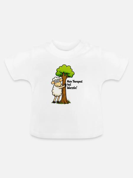Wurzeltherapie Lamm - Baby Bio-T-Shirt mit Rundhals - Weiß