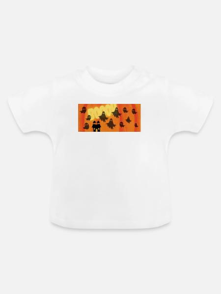 Halloween_Geister - Baby Bio-T-Shirt mit Rundhals - Weiß