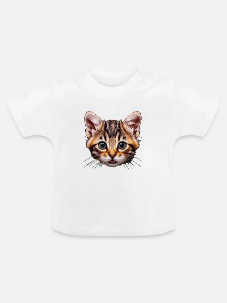 tabby kätzchen Nahaufnahme-Porträt - Baby Bio-T-Shirt mit Rundhals - Weiß