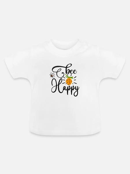 Bienen-Himbeer-Botanisches Ästhetik - Baby Bio-T-Shirt mit Rundhals - Weiß