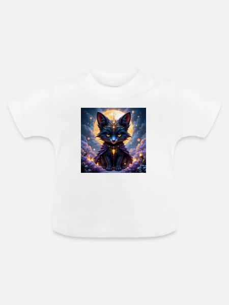 Mystischer Mondfuchs mit Edelsteinen - Baby Bio-T-Shirt mit Rundhals - Weiß