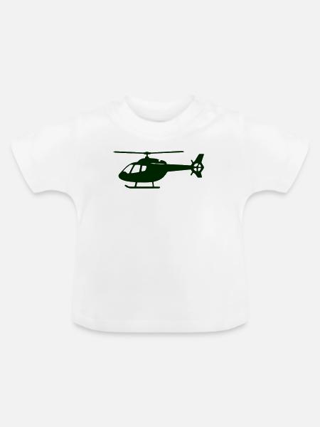 Grüner Helikopter Silhouette - Baby Bio-T-Shirt mit Rundhals - Weiß