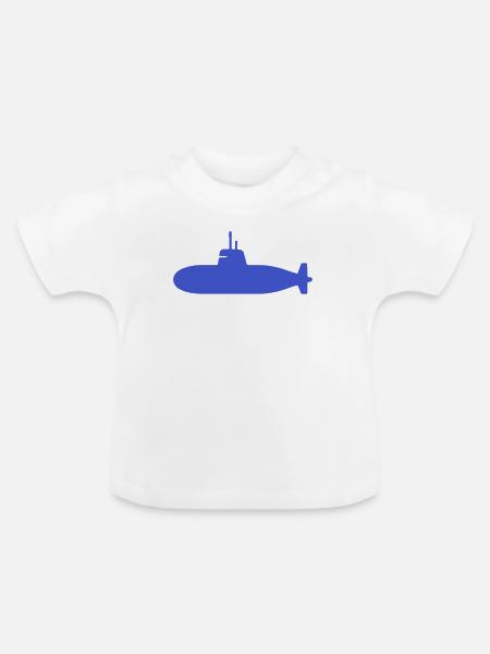 Unterwasser U-Boot Silhouette - Baby Bio-T-Shirt mit Rundhals - Weiß