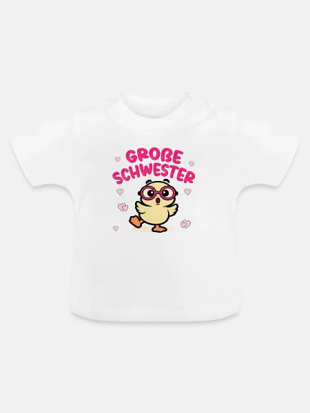 Große Schwester Kinderbrille - Baby Bio-T-Shirt mit Rundhals - Weiß
