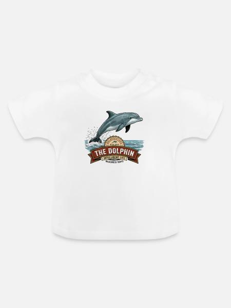 Delfin für Glück - Baby Bio-T-Shirt mit Rundhals - Weiß