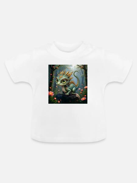 Wald-Smaragd-Drache - Baby Bio-T-Shirt mit Rundhals - Weiß