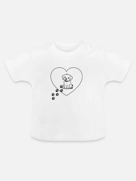 Pfotenliebe – Hund im Herz - Baby Bio-T-Shirt mit Rundhals - Weiß