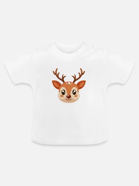 Rentiergesicht - Baby Bio-T-Shirt mit Rundhals - Weiß