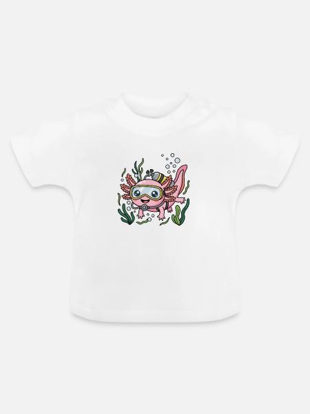 Tauch Axolotl - Baby Bio-T-Shirt mit Rundhals - Weiß
