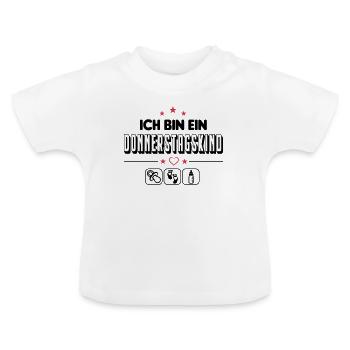 Donnerstagskind Geboren am Donnerstag Baby  - Baby Bio-T-Shirt mit Rundhals - Weiß - Vorne