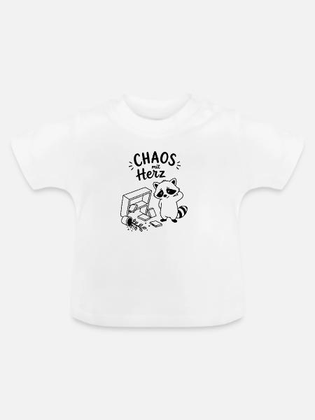 Chaos mit Herz - Baby Bio-T-Shirt mit Rundhals - Weiß