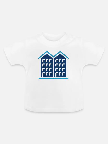 Apartmentgebäude Solid-Icon-Immobilien - Baby Bio-T-Shirt mit Rundhals - Weiß