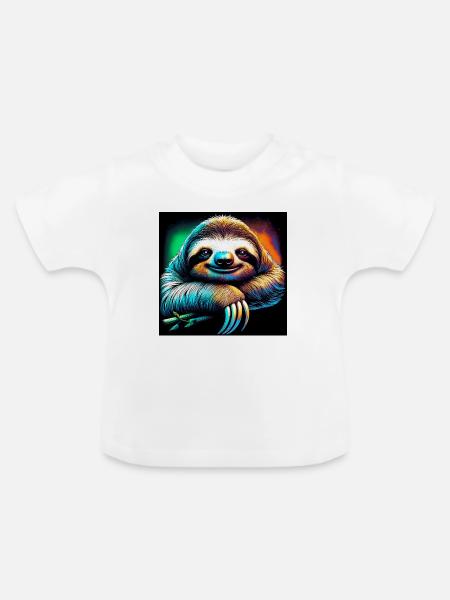 Faultier - Baby Bio-T-Shirt mit Rundhals - Weiß