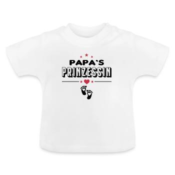 Papas Prinzessin Koenigin Baby Säugling - Baby Bio-T-Shirt mit Rundhals - Weiß - Vorne