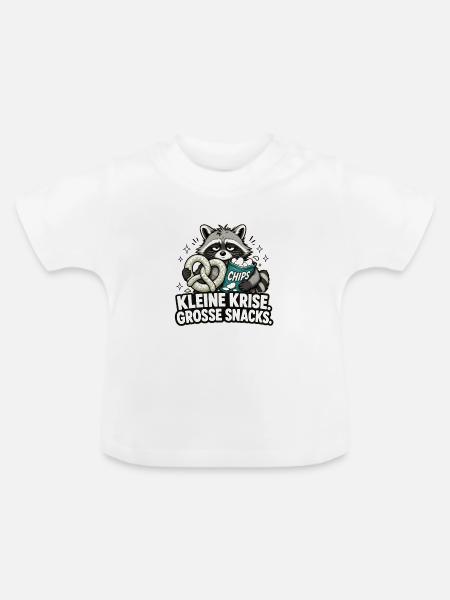 Kleine Krise, große Snacks - Baby Bio-T-Shirt mit Rundhals - Weiß