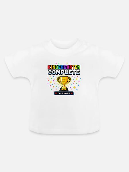 Kindergarten Complete Pokal 8-Bit – Gaming Design - Baby Bio-T-Shirt mit Rundhals - Weiß