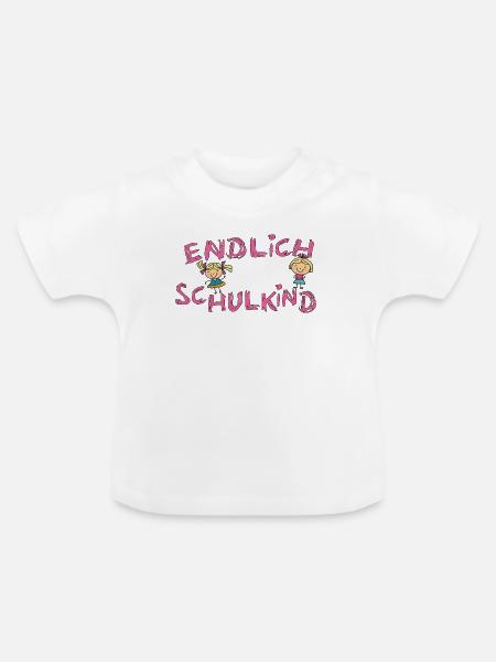 Endlich Schulkind  - Baby Bio-T-Shirt mit Rundhals - Weiß