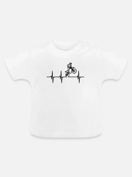 Herzschlag Motocross - Baby Bio-T-Shirt mit Rundhals - Weiß
