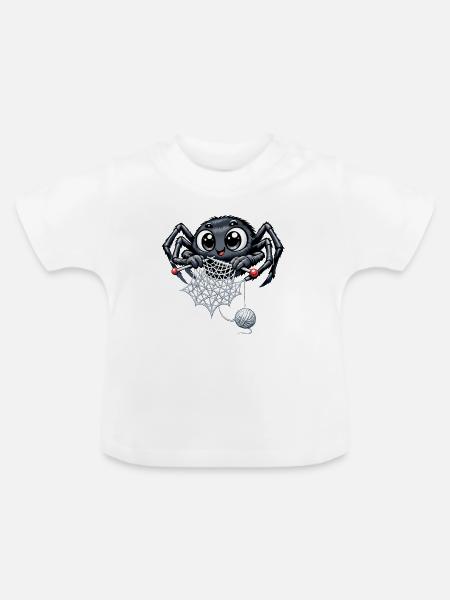 Strickende Spinne - Baby Bio-T-Shirt mit Rundhals - Weiß