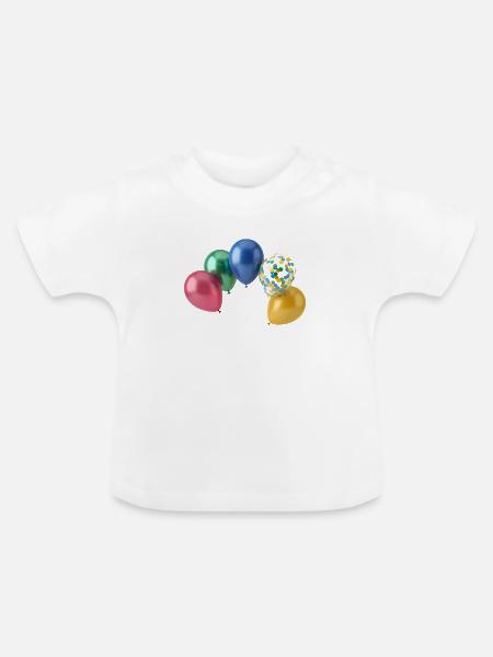 Bunte Luftballons - Baby Bio-T-Shirt mit Rundhals - Weiß
