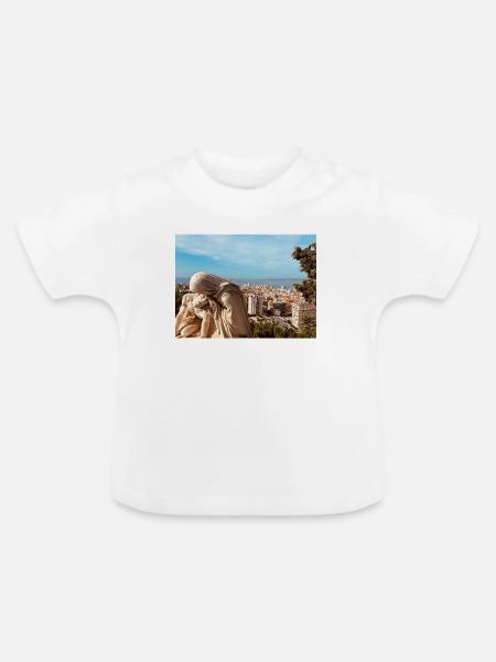 Klassische Skulptur über der Stadt - Baby Bio-T-Shirt mit Rundhals - Weiß