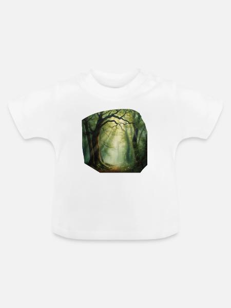 Lichtpfad im Wald - Baby Bio-T-Shirt mit Rundhals - Weiß