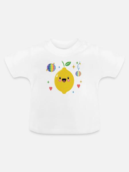 Pride Zitronen-Disco Illustration - Baby Bio-T-Shirt mit Rundhals - Weiß