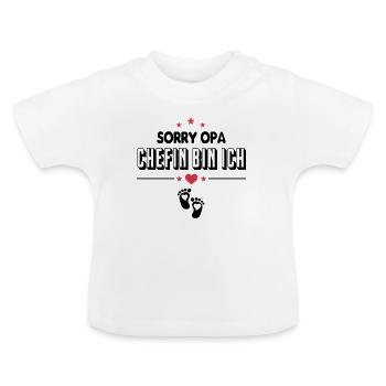 Opa Chefin bin ich Baby Sprüche - Baby Bio-T-Shirt mit Rundhals - Weiß - Vorne