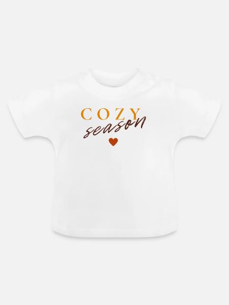 Cozy Season | Minimal Herbst Design - Baby Bio-T-Shirt mit Rundhals - Weiß