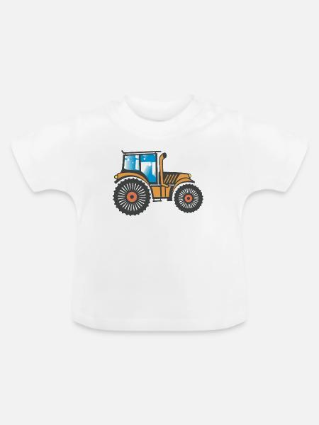 Traktor Schlepper Landwirtschaft Design - Baby Bio-T-Shirt mit Rundhals - Weiß