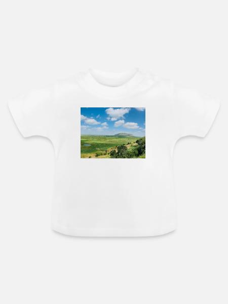 Steppenlandschaft mit See - Baby Bio-T-Shirt mit Rundhals - Weiß