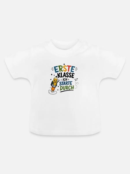 Erste Klasse Sternenstart - Baby Bio-T-Shirt mit Rundhals - Weiß