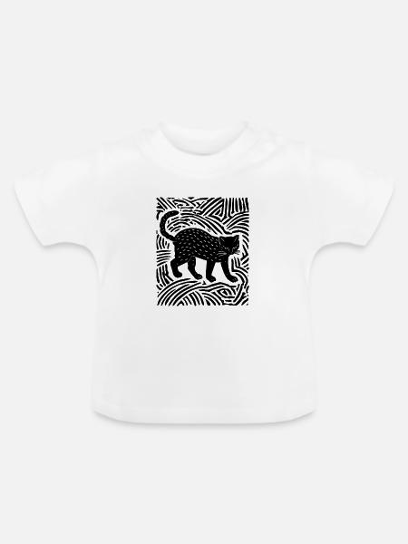 Psychedelische Schwarze Katze - Baby Bio-T-Shirt mit Rundhals - Weiß