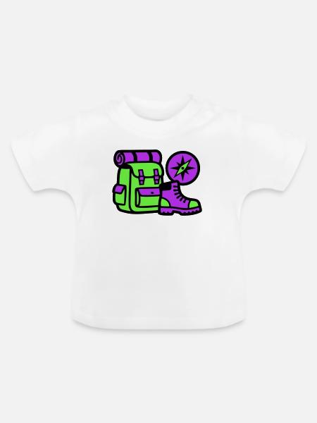 Wanderrucksack Kompass Grafik - Baby Bio-T-Shirt mit Rundhals - Weiß