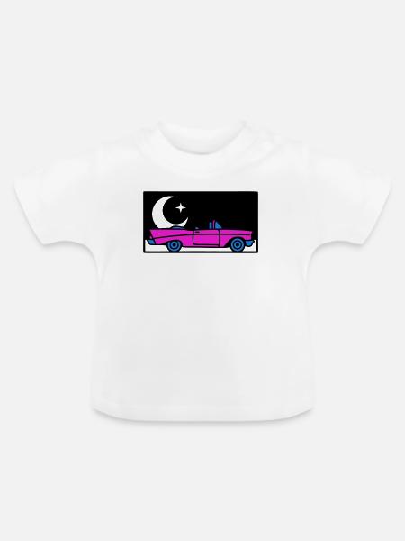 Retro 80s Cabrio Grafik - Baby Bio-T-Shirt mit Rundhals - Weiß