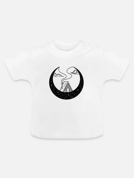 Hütte in der Mondsichel - Baby Bio-T-Shirt mit Rundhals - Weiß