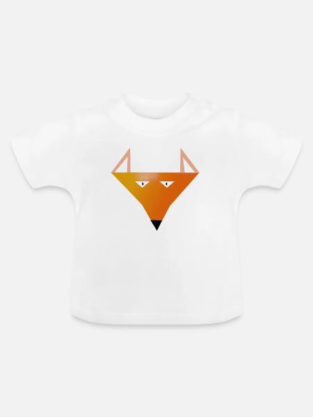 Geometrischer Fuchskopf Print - Baby Bio-T-Shirt mit Rundhals - Weiß