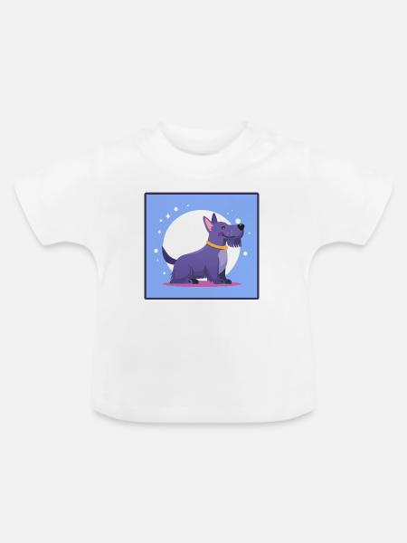 Lila Scottish-Terrier (Comic) - Baby Bio-T-Shirt mit Rundhals - Weiß