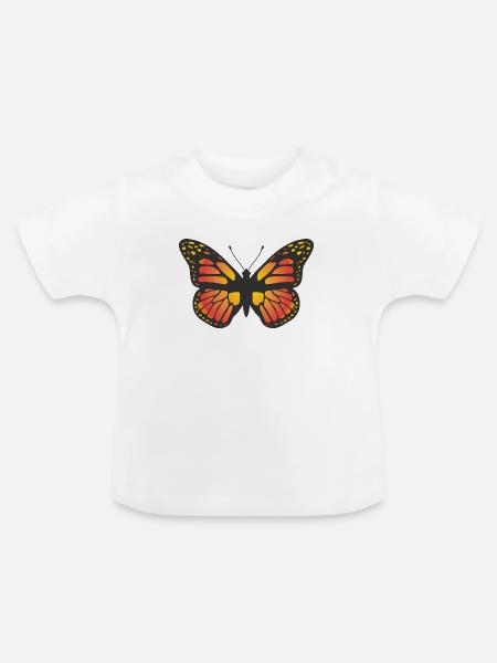 Bunte Schmetterlingsillustration Naturkunst-Ikone - Baby Bio-T-Shirt mit Rundhals - Weiß