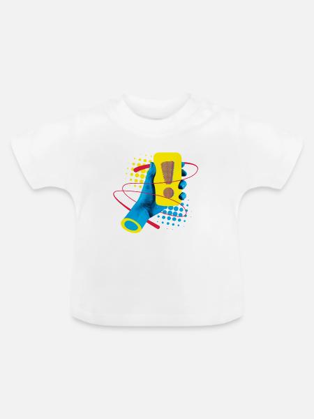 Neon Exklamation Gadget - Baby Bio-T-Shirt mit Rundhals - Weiß