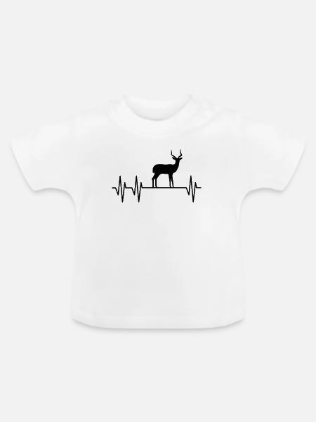 Antilope Herzschlag Silhouette - Baby Bio-T-Shirt mit Rundhals - Weiß