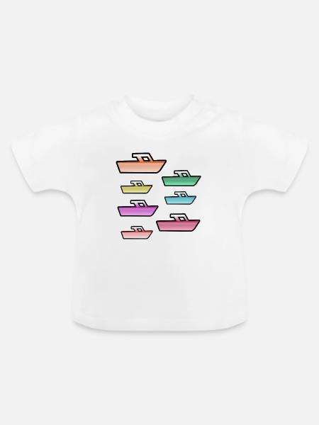 Motorboote - Baby Bio-T-Shirt mit Rundhals - Weiß