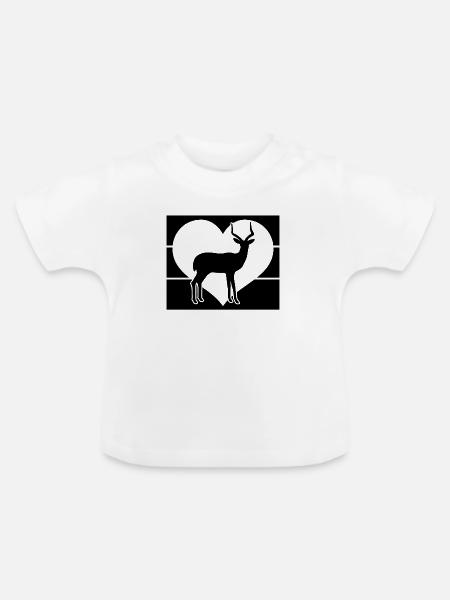 Antilope Herz Silhouette - Baby Bio-T-Shirt mit Rundhals - Weiß