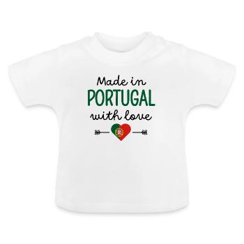 Made in Portugal with Love – Baby Clothes - Baby Organic T-Shirt with Round Neck - white - Front